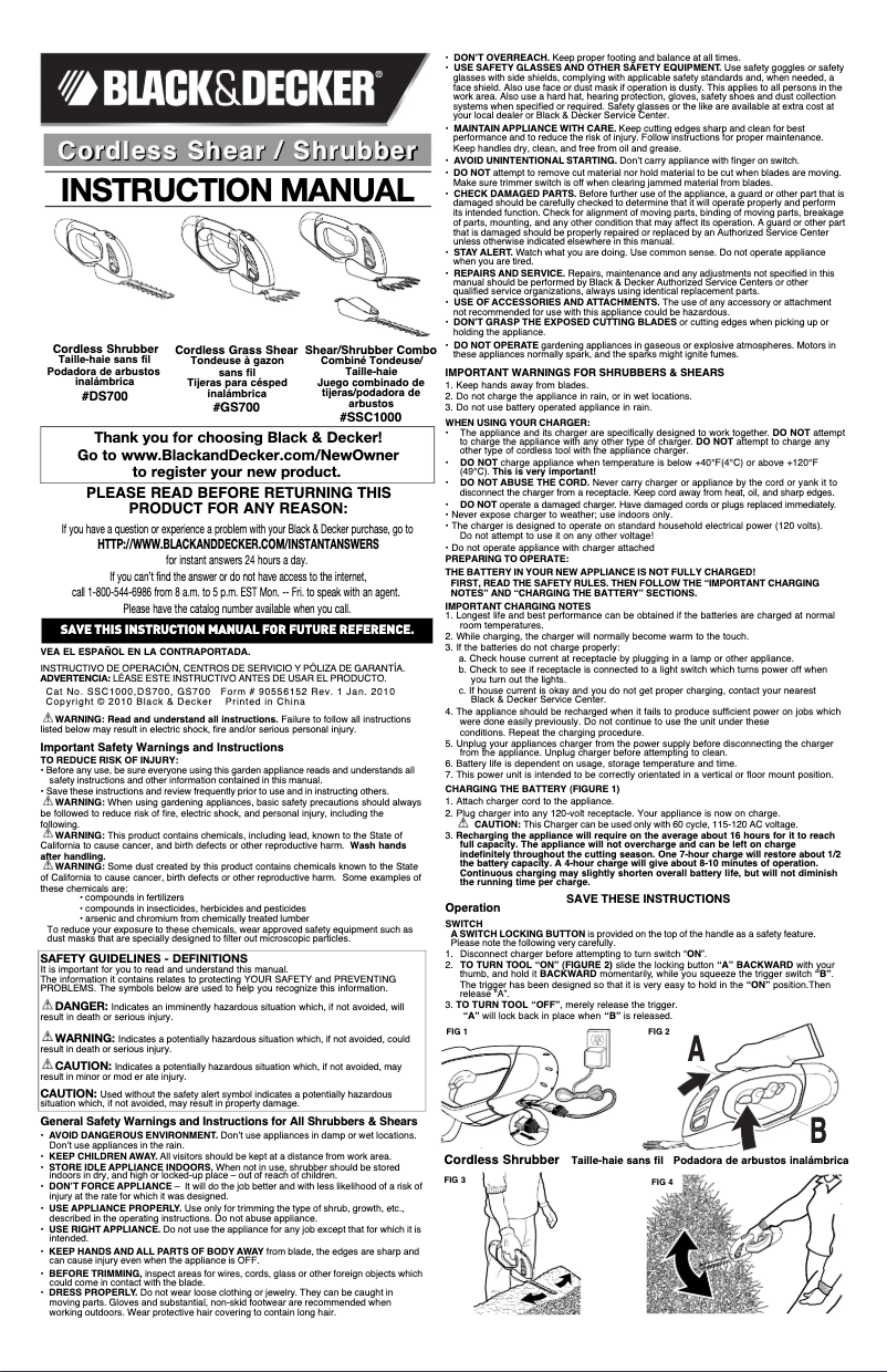 Page 1 de la notice Manuel utilisateur Black & Decker GS700