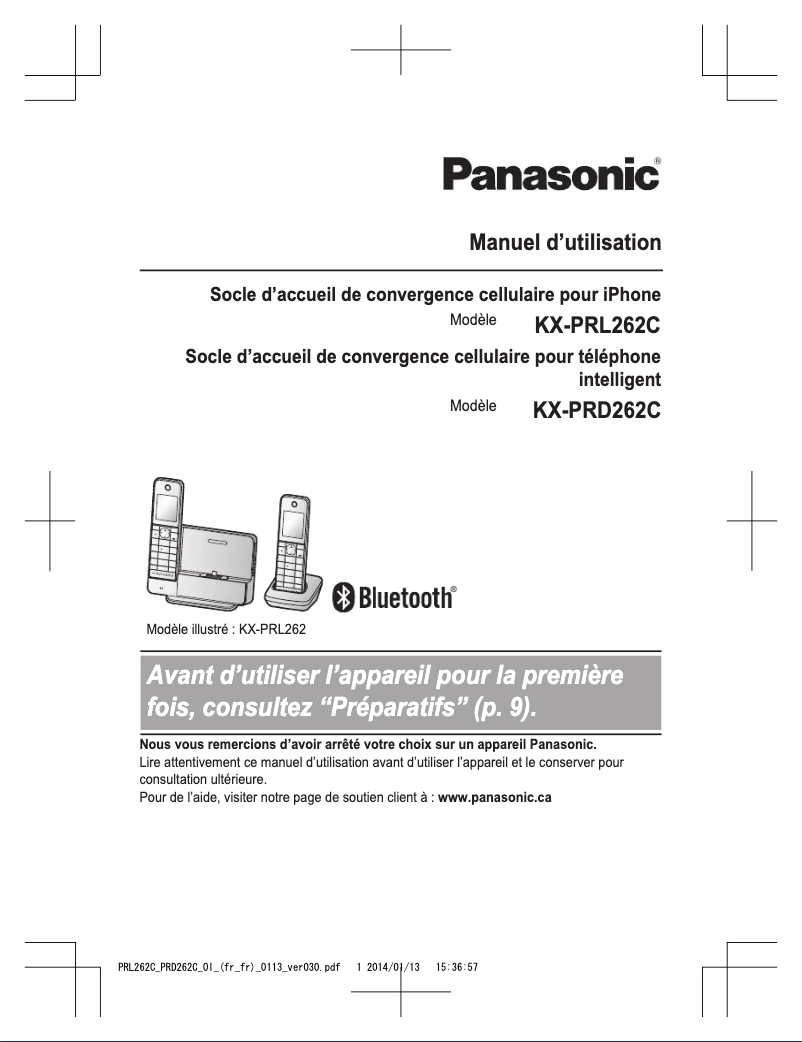 Imagen de la primera página del manual del dispositivo KX-PRL262