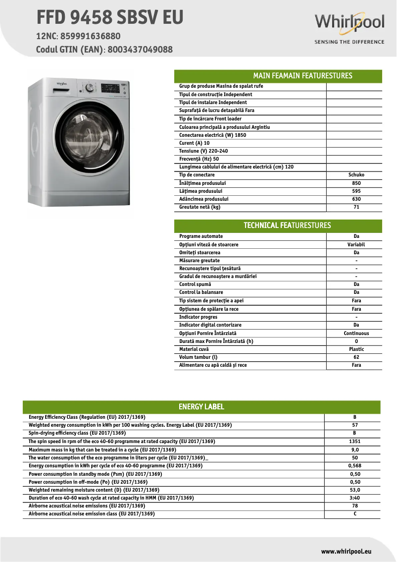 Image de la première page du manuel de l'appareil FFD 9458 SBSV EU