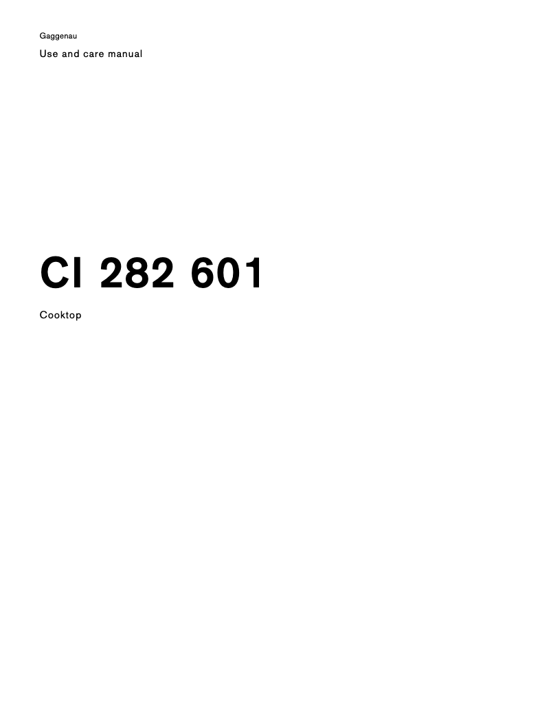Page 1 de la notice Manuel utilisateur Gaggenau CI282601