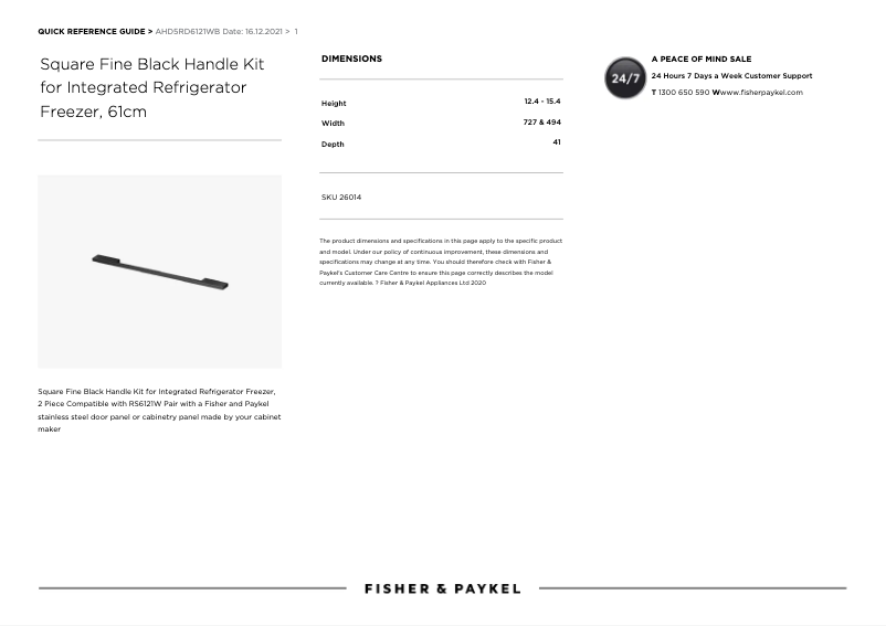 Page n°1 - Manuel utilisateur Fisher & Paykel AHD5RD6121WB