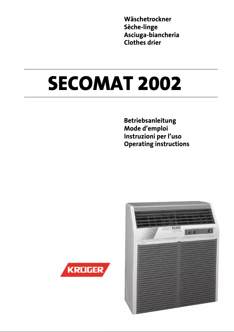 Page 1 de la notice Manuel utilisateur Krüger Secomat 2002