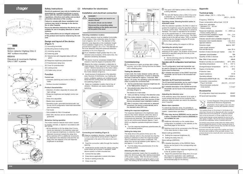 Page n°1 - Manuel utilisateur Hager EED518