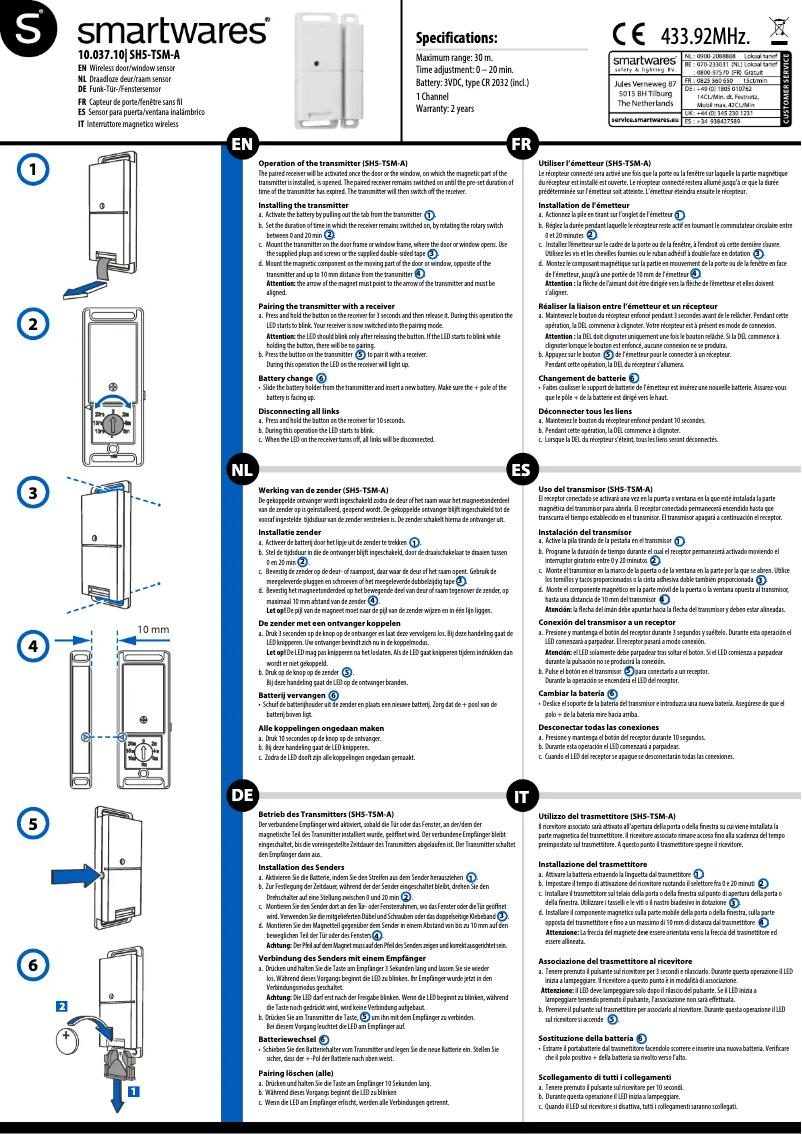 Page 1 de la notice Manuel utilisateur Smartwares SH5-SET-KHC
