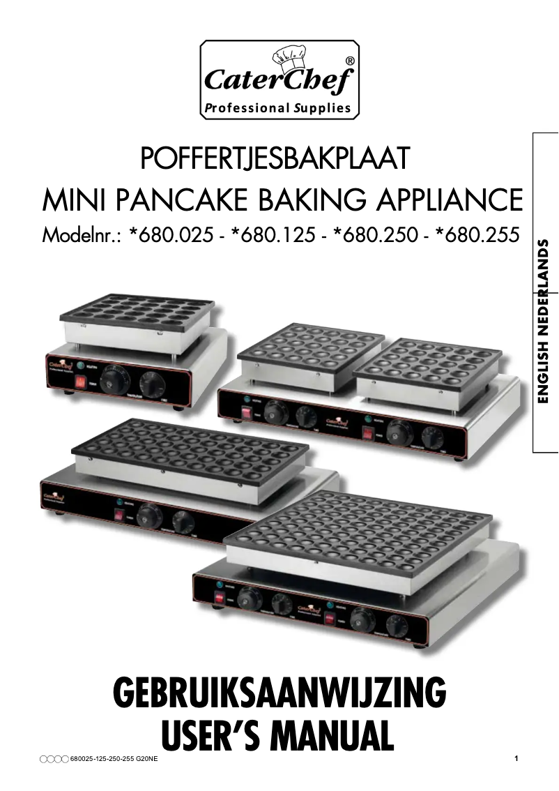 Page n°1 - Manuel utilisateur CaterChef 680025