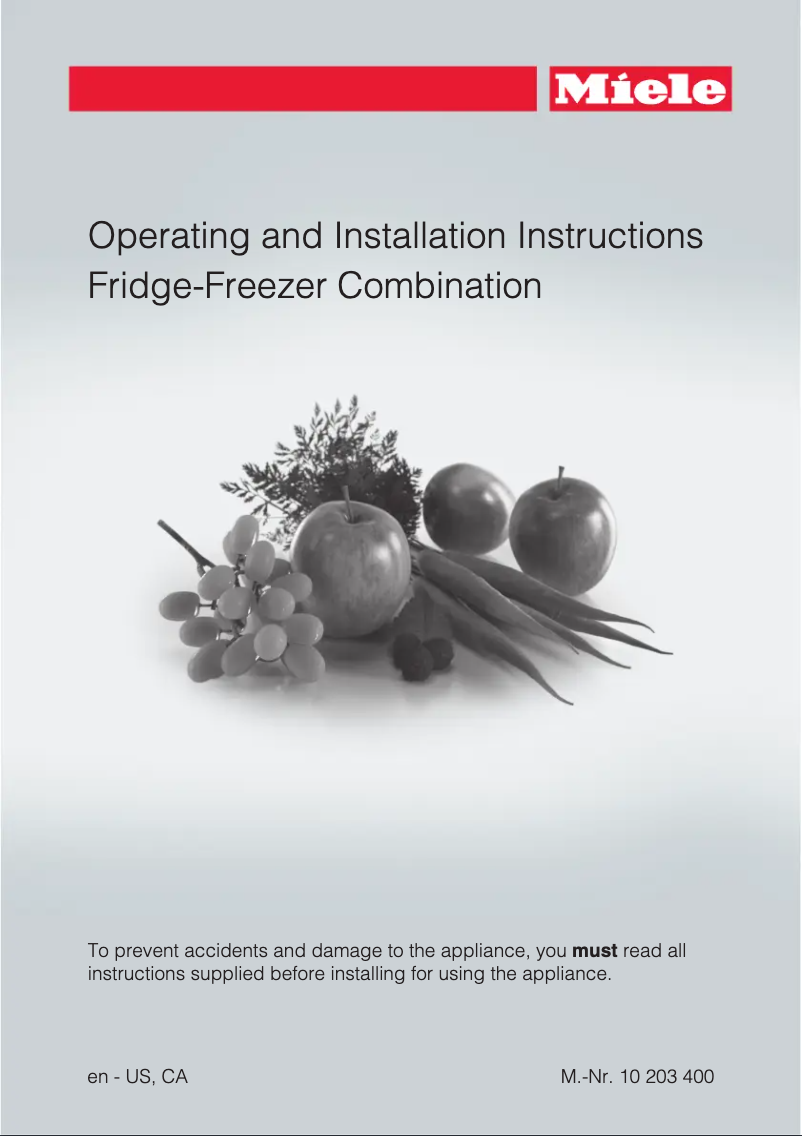 Page n°1 - Guide d'installation Miele KFN 9855 iDE