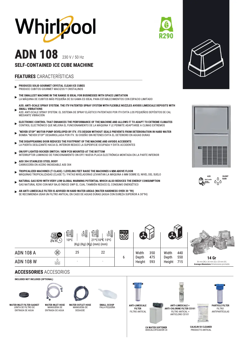 Page 1 de la notice Manuel utilisateur Whirlpool ADN108
