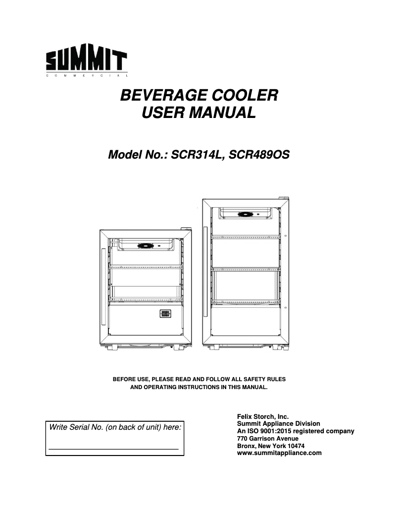 Image de la première page du manuel de l'appareil SCR314L
