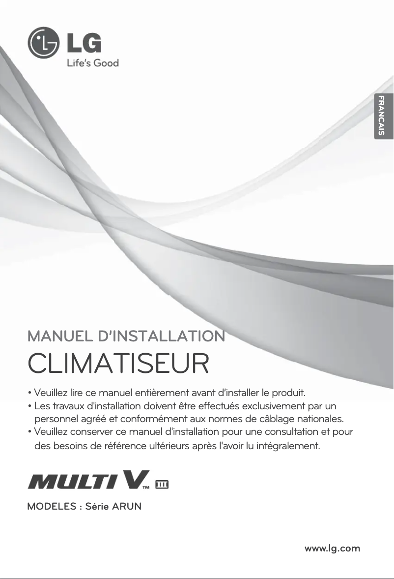 Page 1 de la notice Manuel utilisateur LG ARUN072BT3