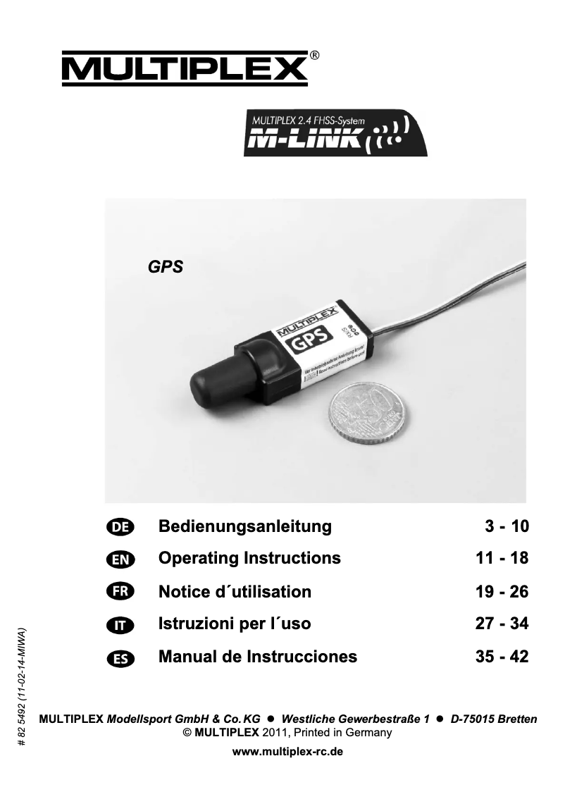 Page 1 de la notice Manuel utilisateur Multiplex GPS