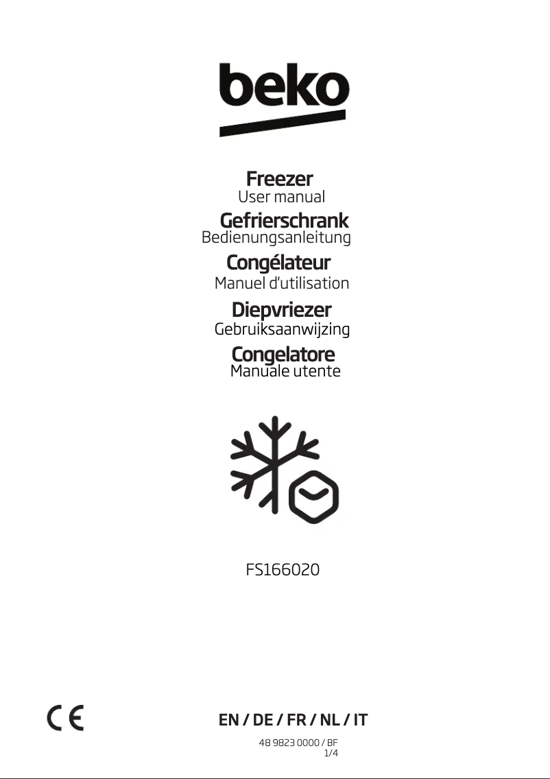 Page n°1 - Manuel utilisateur Beko FS 166020
