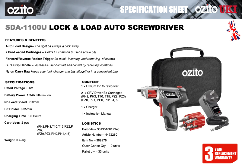 First page image of the manual for SDA-1100U