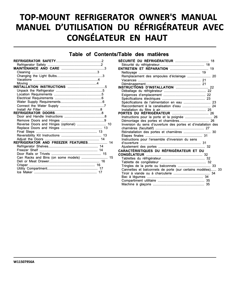 Page n°1 - Guide d'installation Maytag MRT711SMF