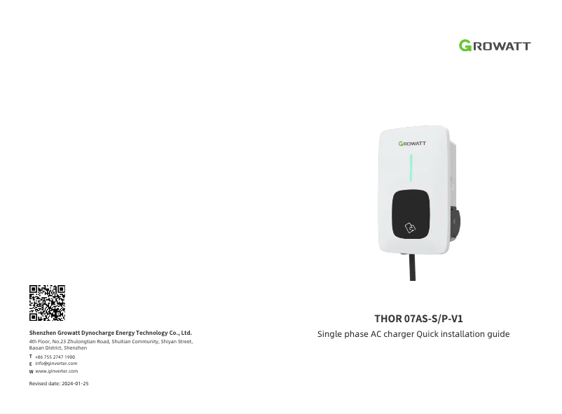 Page 1 de la notice Manuel utilisateur Growatt THOR 03AS-P-V1