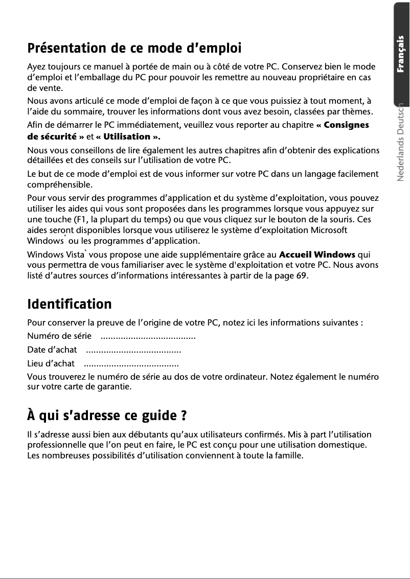 Page 1 de la notice Manuel utilisateur Medion MD 96640