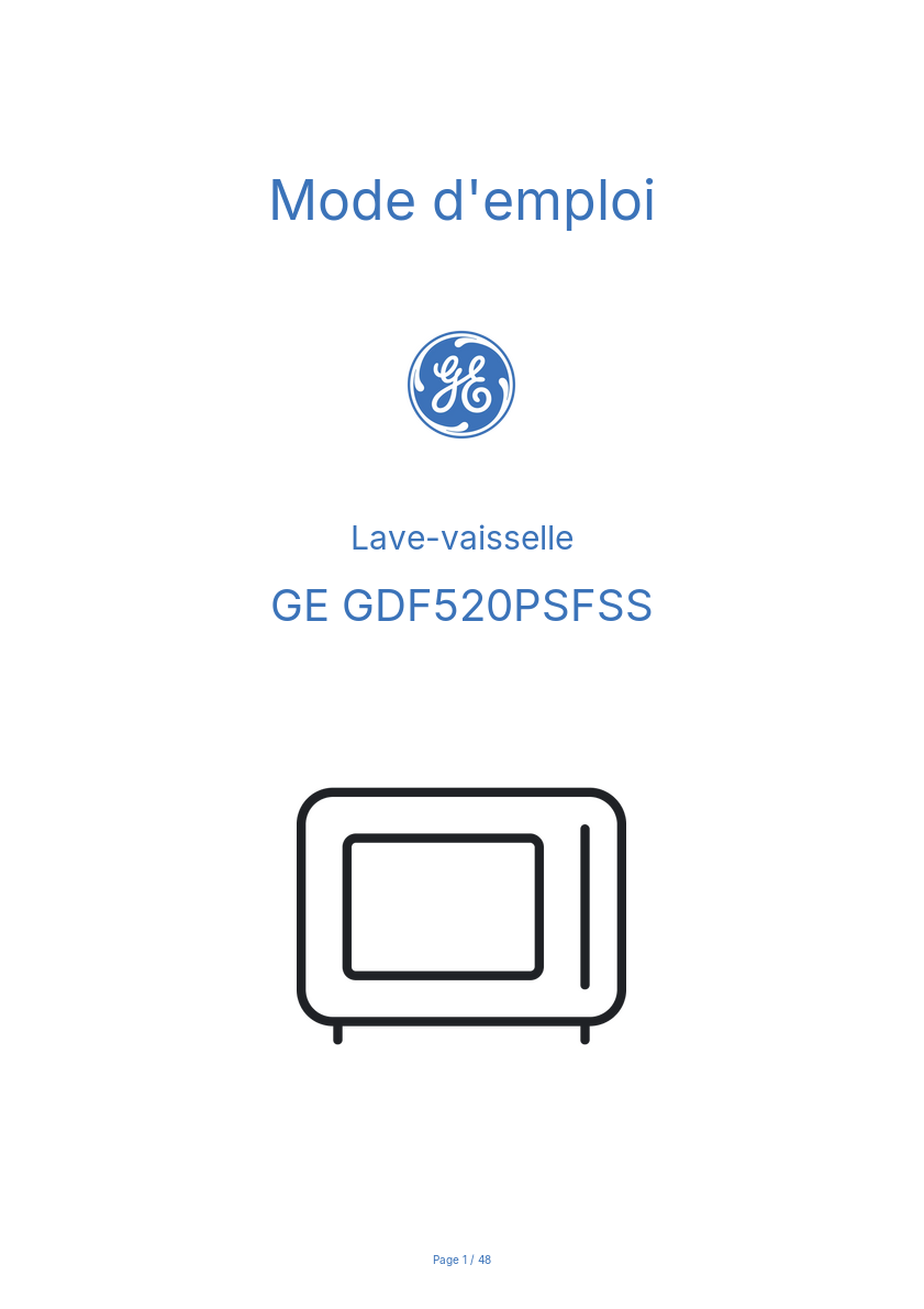 Image de la première page du manuel de l'appareil GDF520PSFSS