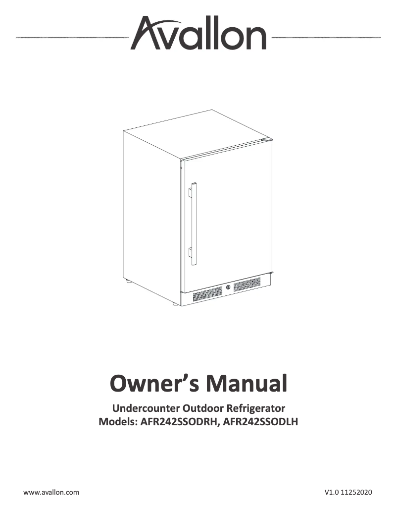 Page n°1 - Guide d'installation Avallon AFR242SSODLH