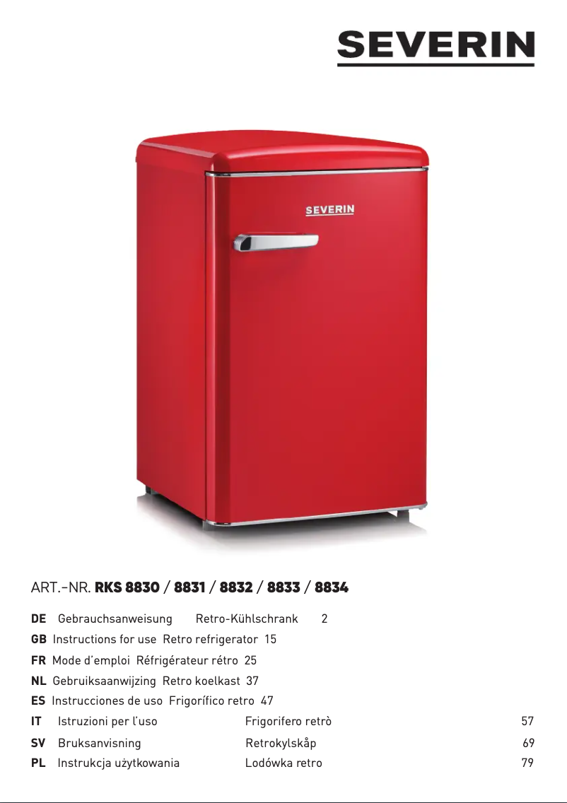 Page n°1 - Manuel utilisateur Severin RKS 8830