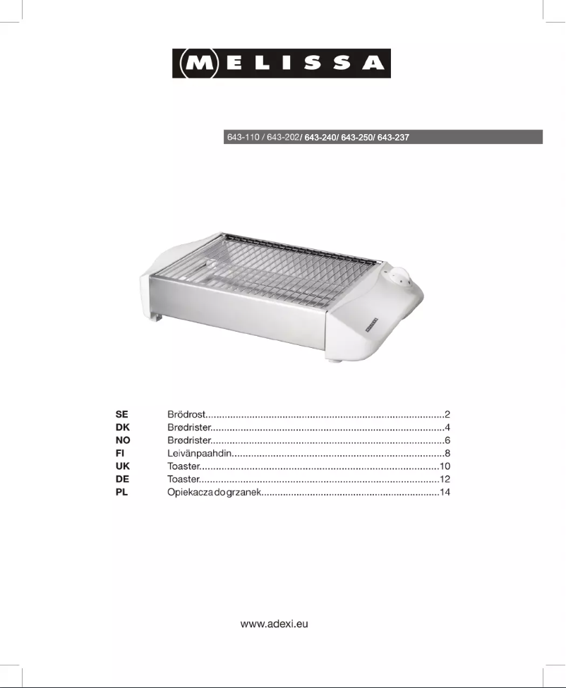 Page n°1 - Manuel utilisateur Melissa 643-237