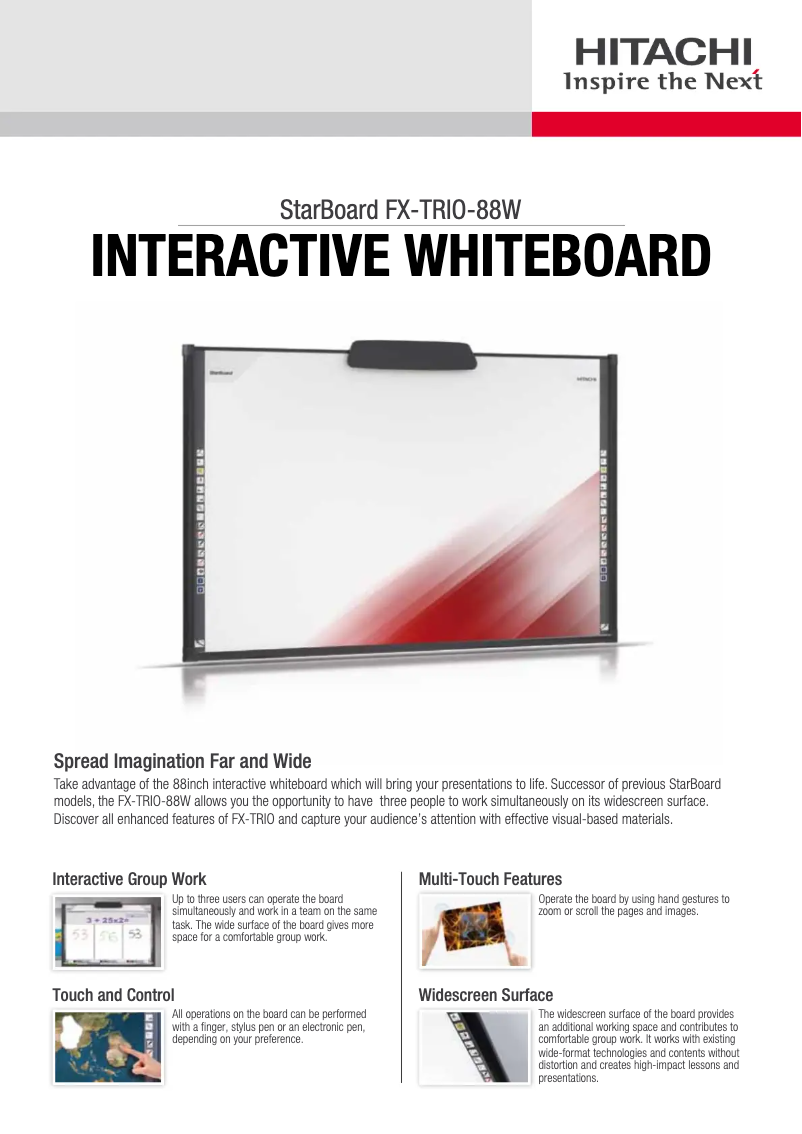 Page 1 de la notice Manuel utilisateur Hitachi StarBoard FX-TRIO-88W