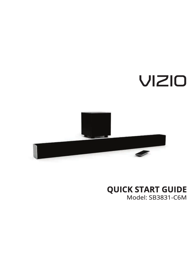 Page 1 de la notice Guide de démarrage rapide VIZIO SB3831-C6M