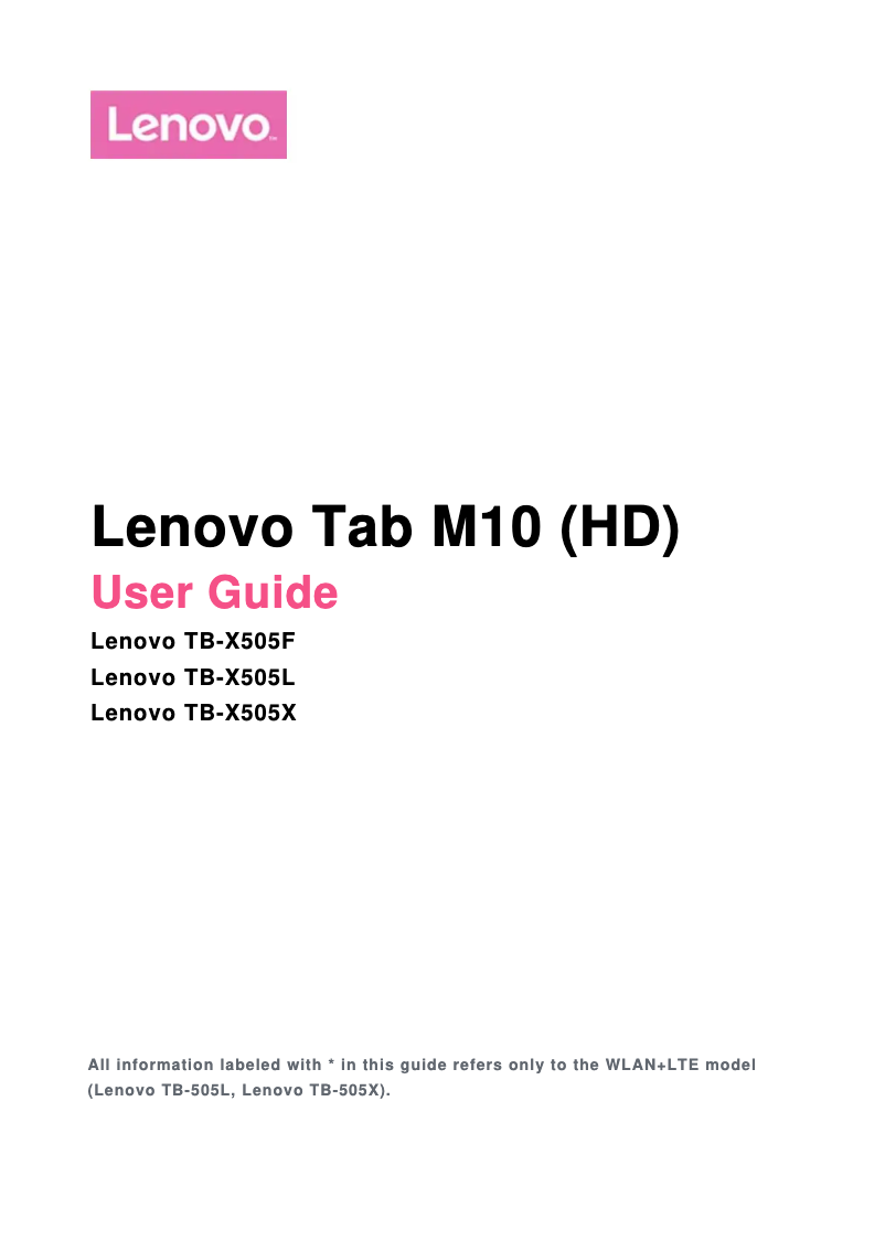 Page 1 de la notice Manuel utilisateur Lenovo Smart Tab M10 HD