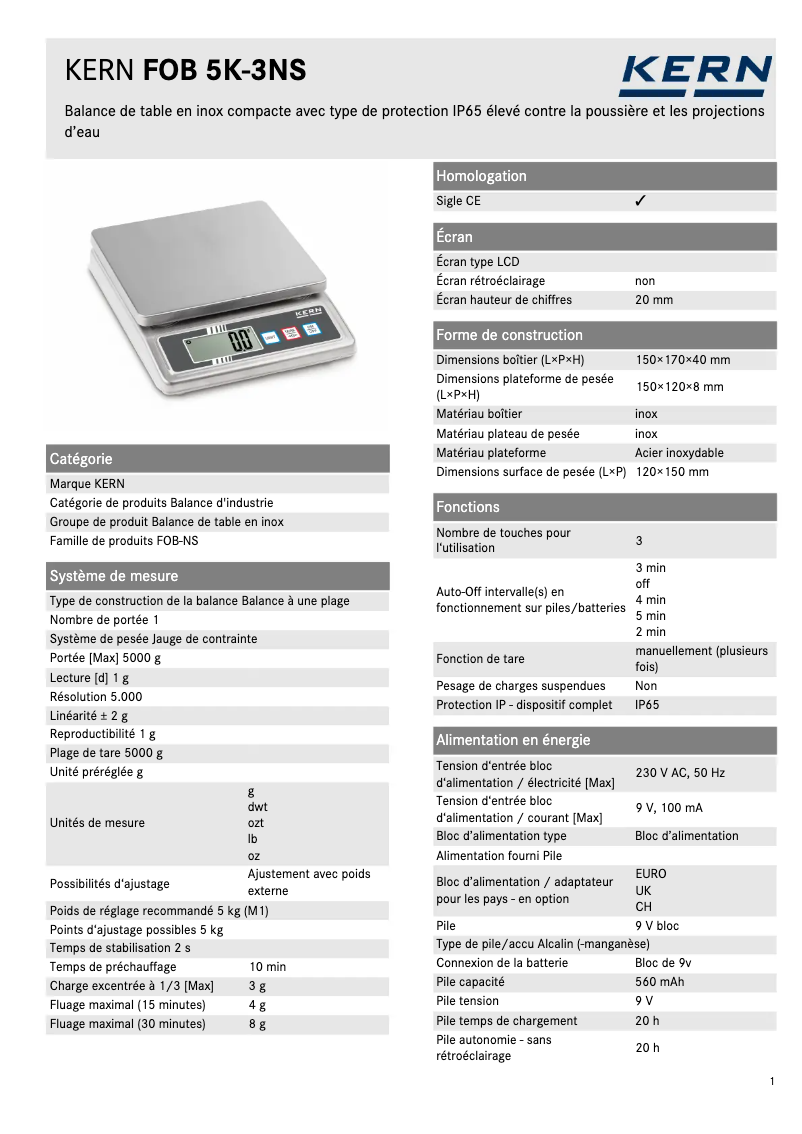 Image de la première page du manuel de l'appareil FOB 5K-3NS