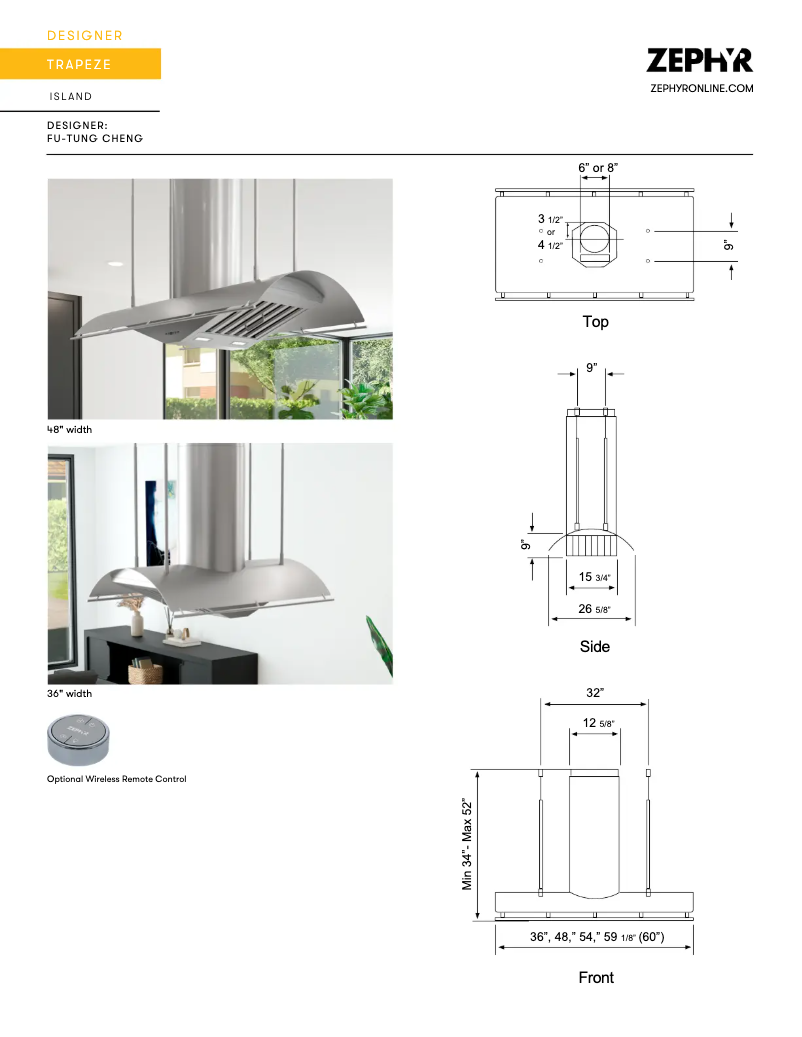 Page 1 de la notice Fiche technique Zephyr Trapeze CTP-E60CSX