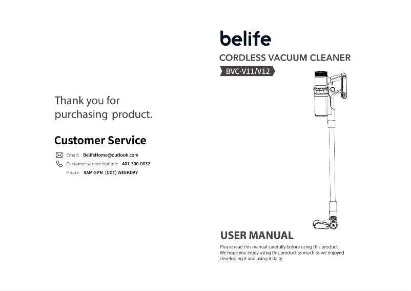 Página 1 del manual Manual de usuario BELIFE BVC-V11