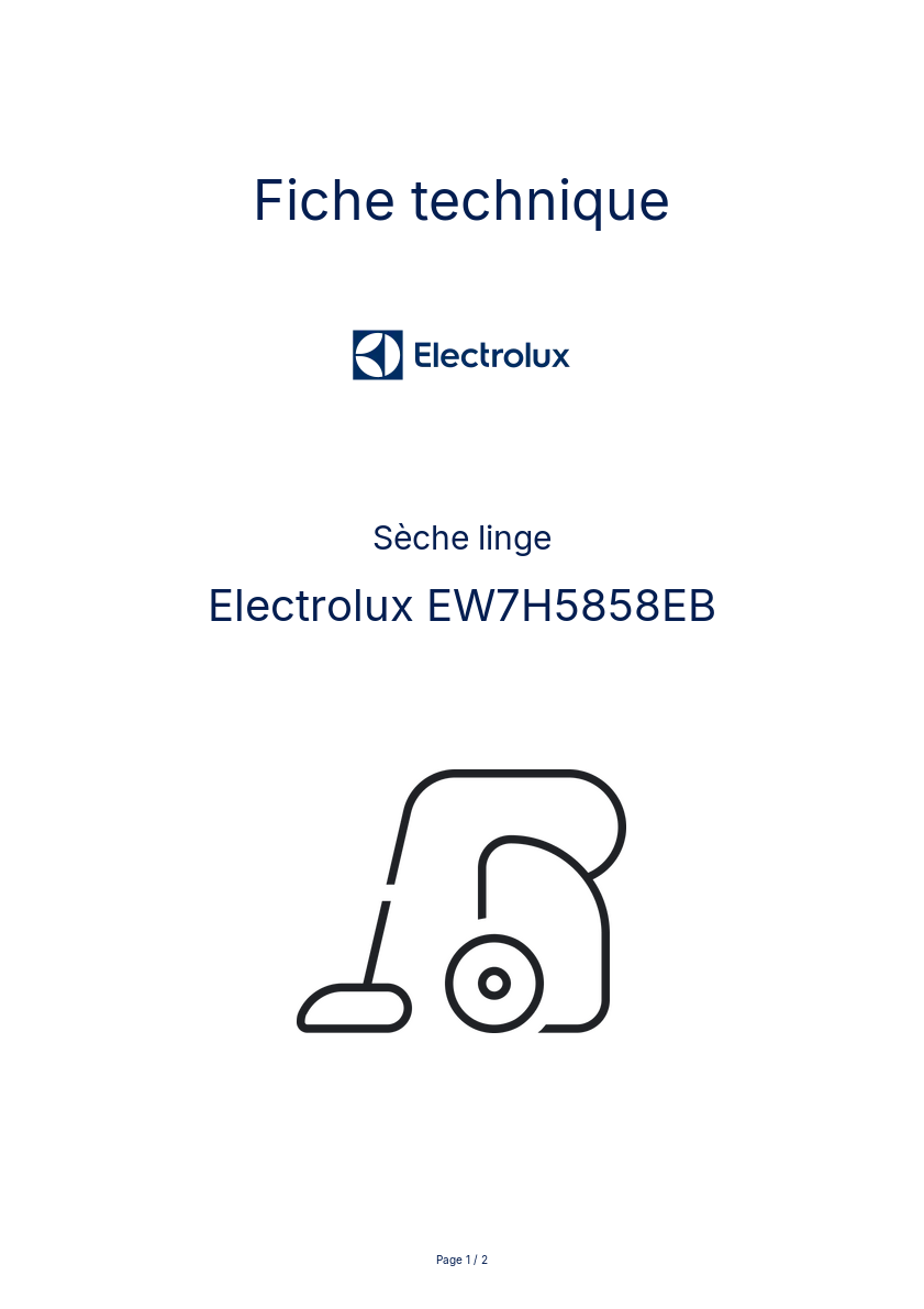 Page n°1 - Fiche technique Electrolux EW7H5858EB