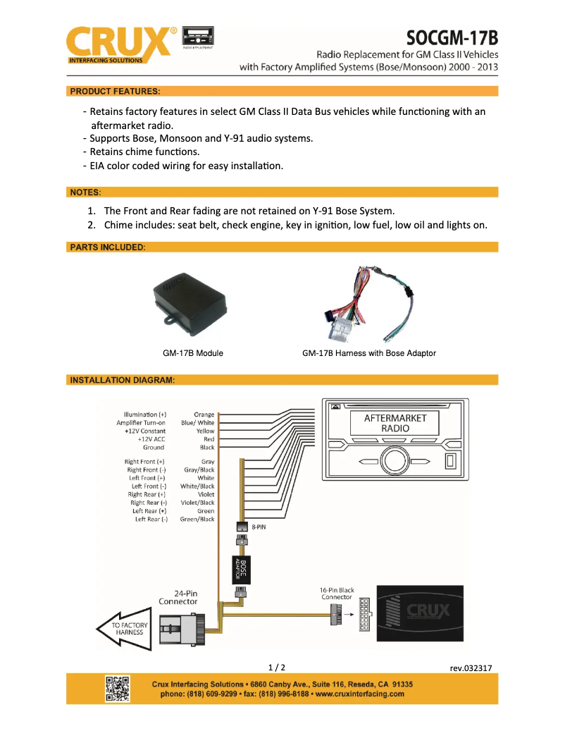 Page 1 de la notice Manuel utilisateur CRUX SOCGM-17B