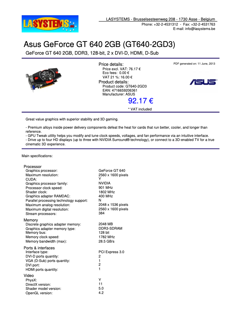 Página 1 del manual Manual de usuario Asus GT640-2GD3