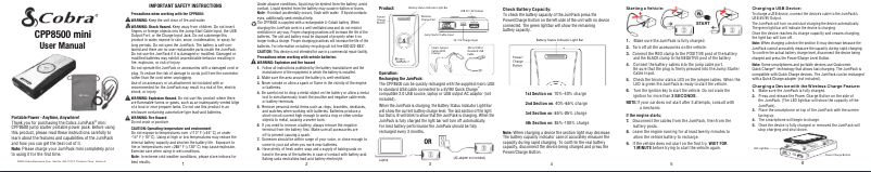 Page 1 de la notice Manuel utilisateur Cobra JumPack Mini CPP 8500