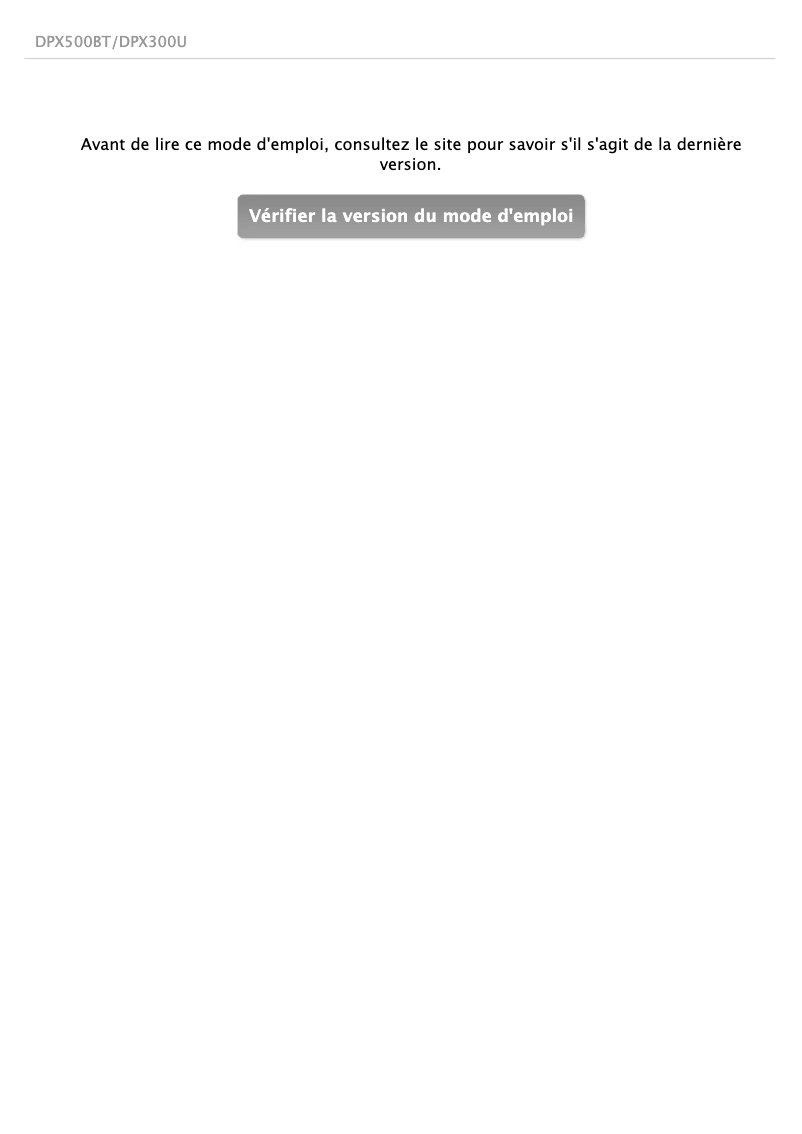 Imagen de la primera página del manual del dispositivo DPX500BT