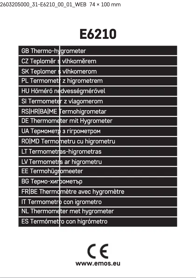 Page 1 de la notice Manuel utilisateur Emos E6210