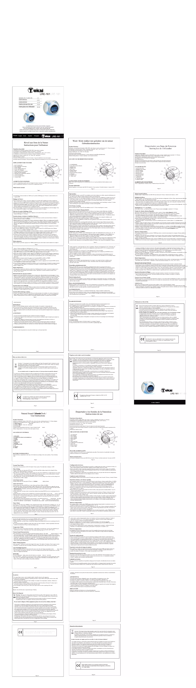 Page 1 de la notice Manuel utilisateur Tokaï LRE-161