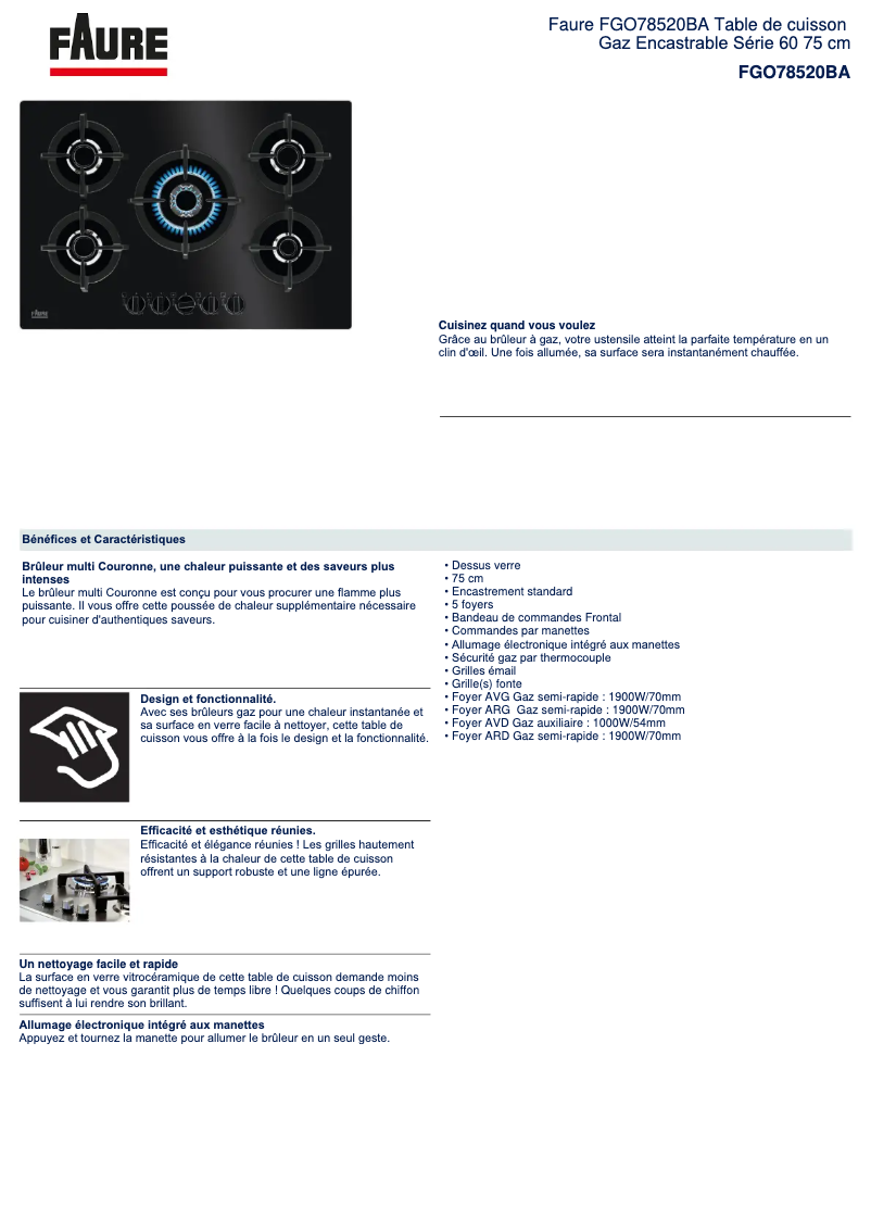 Image de la première page du manuel de l'appareil FGO78520BA