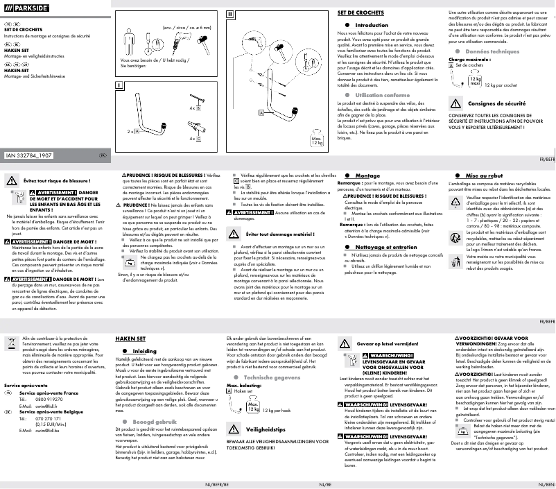 Page 1 de la notice Manuel utilisateur Parkside HG05817A