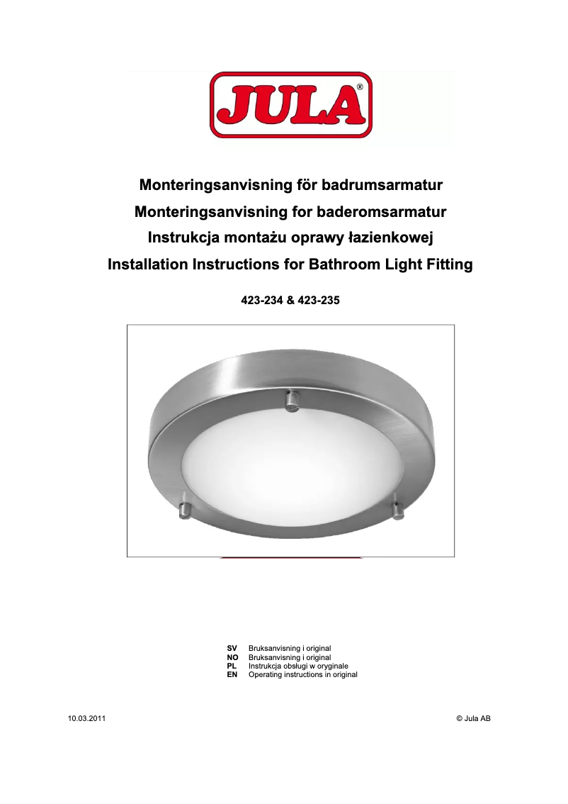 Page 1 de la notice Manuel utilisateur Anslut 423-235