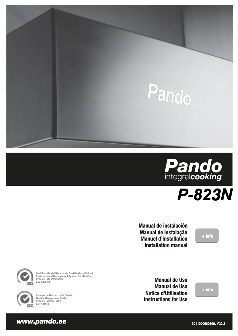 Page 1 de la notice Manuel utilisateur Pando P-823N