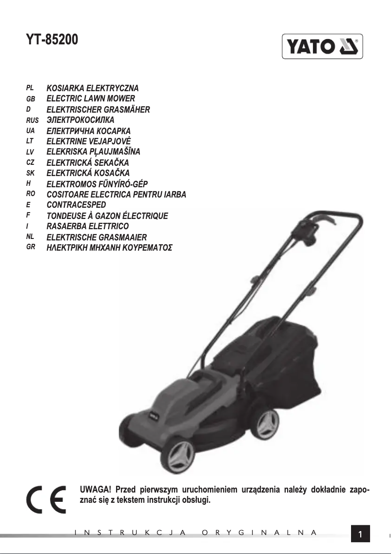 Page 1 de la notice Manuel utilisateur Yato YT-85200