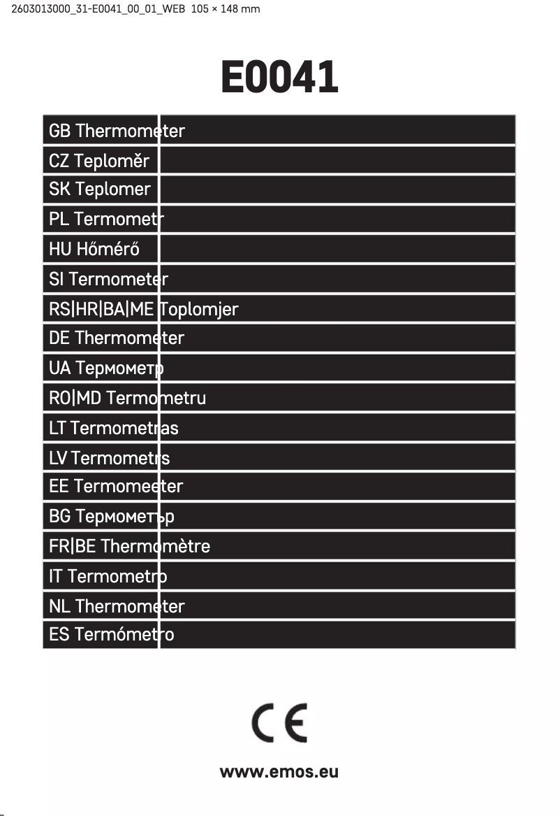 Page n°1 - Manuel utilisateur Emos E0041