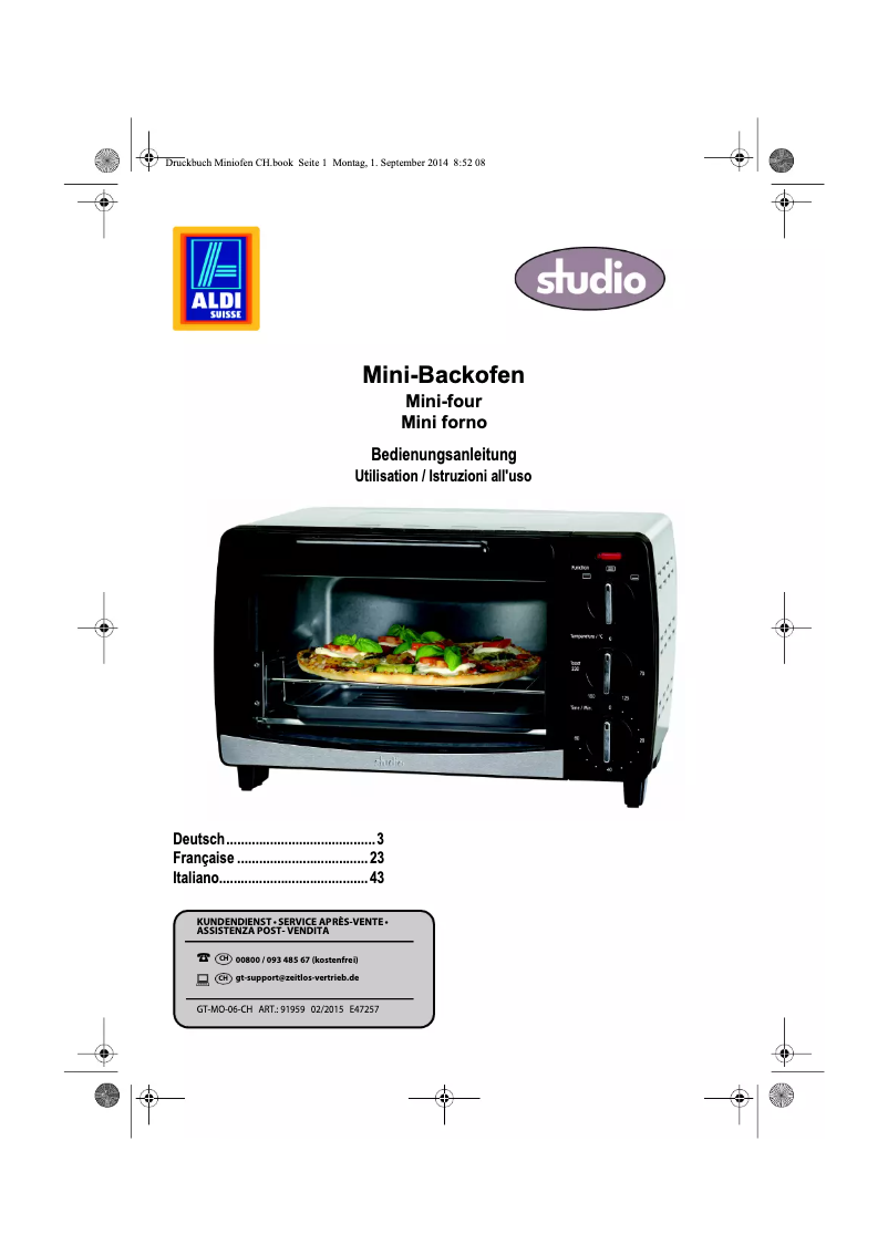 Page n°1 - Manuel utilisateur Studio GT-MO-06