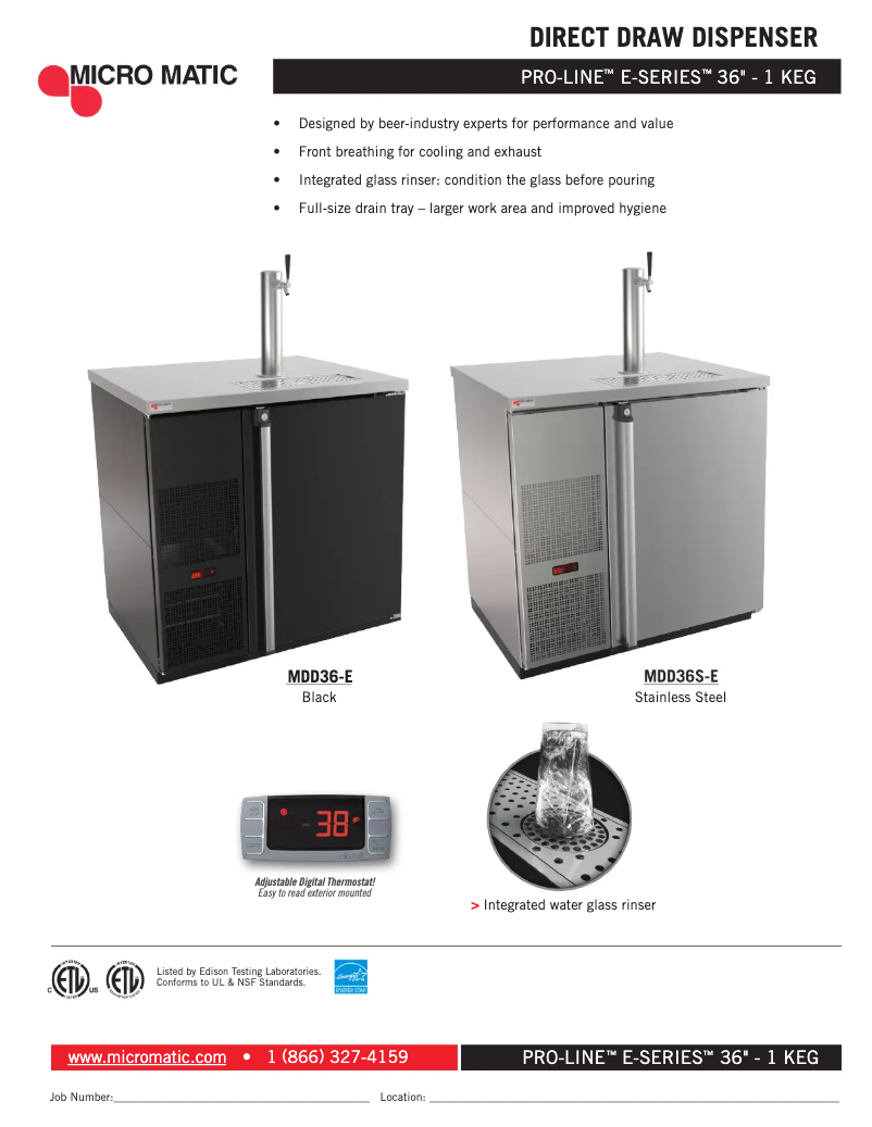 Page 1 de la notice Fiche technique Micro Matic MDD36S-E