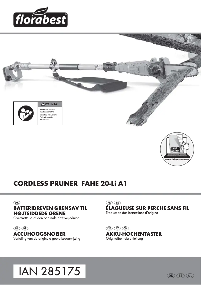 Image de la première page du manuel de l'appareil FAHE 20-Li A1