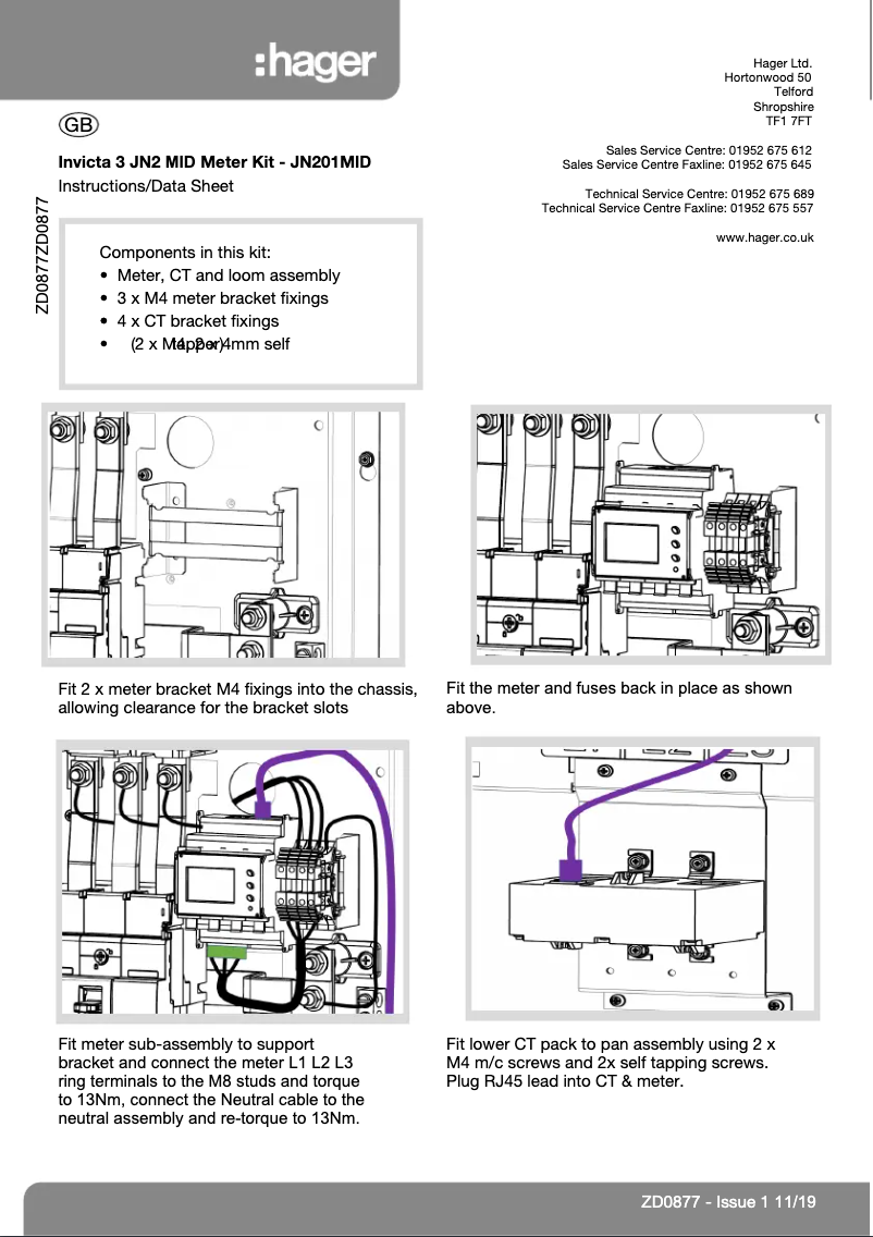 Page 1 de la notice Guide d'installation Hager JN201MID
