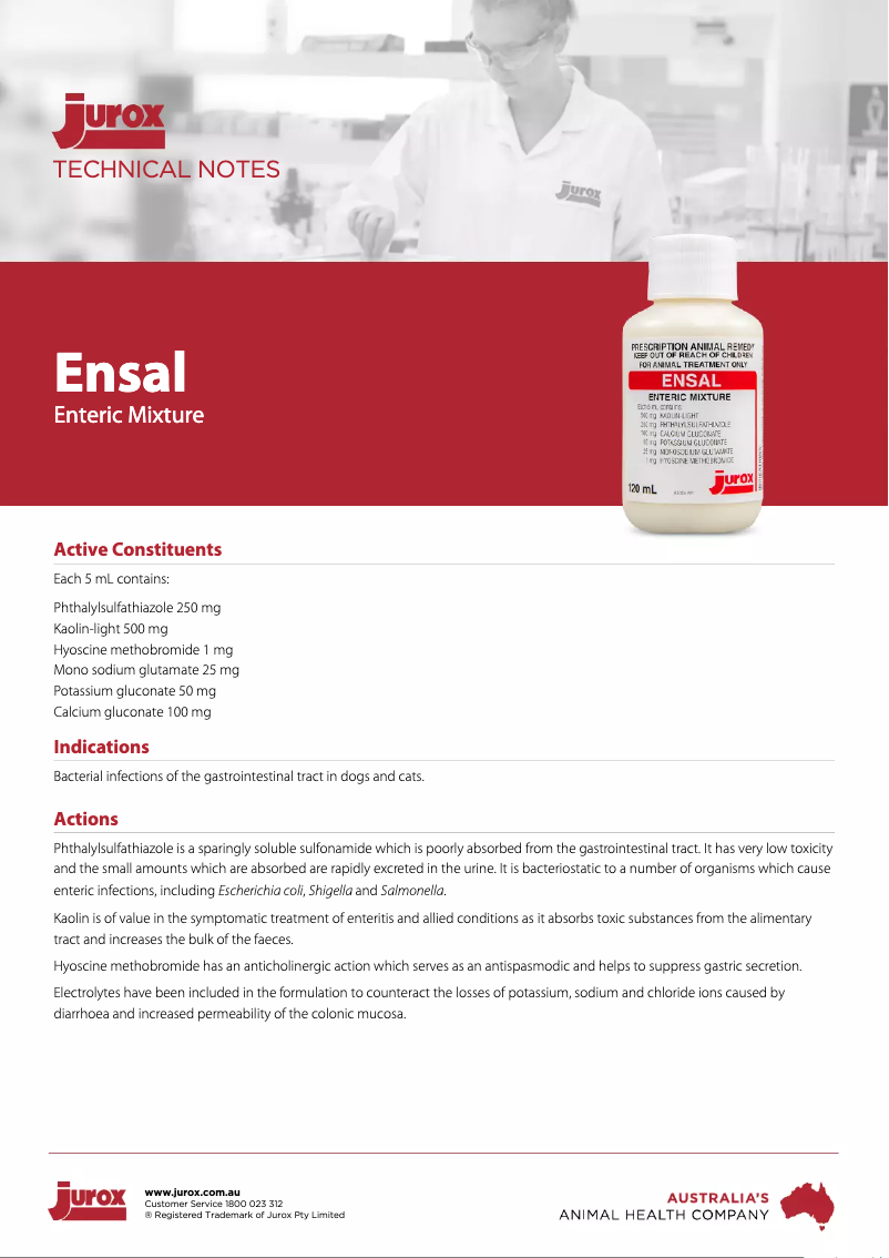 Image de la première page du manuel de l'appareil Ensal