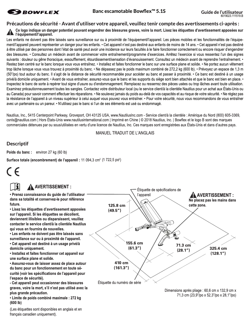 Page n°1 - Manuel utilisateur Bowflex SelectTech 5.1S