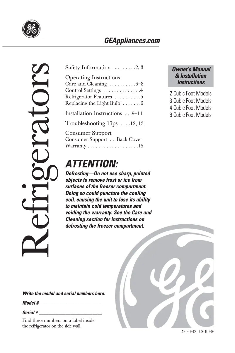 Page 1 de la notice Guide d'installation GE GMR06AAZBB