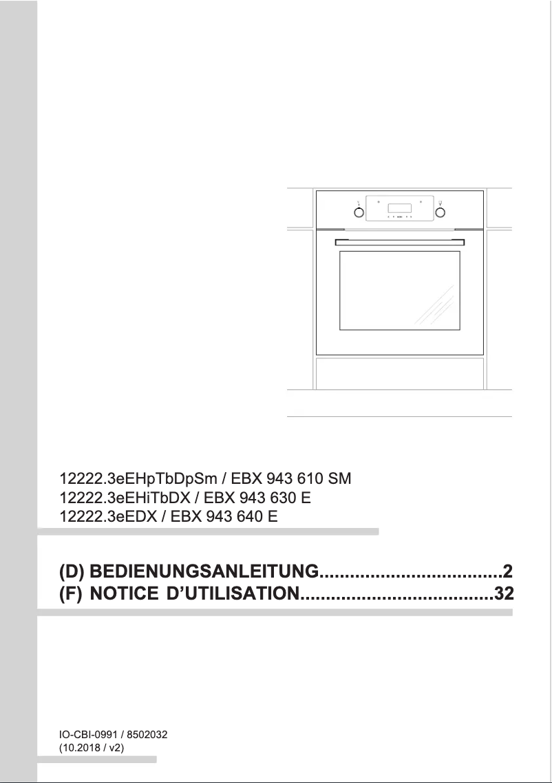 Page n°1 - Manuel utilisateur Amica EBX 943 650 SM